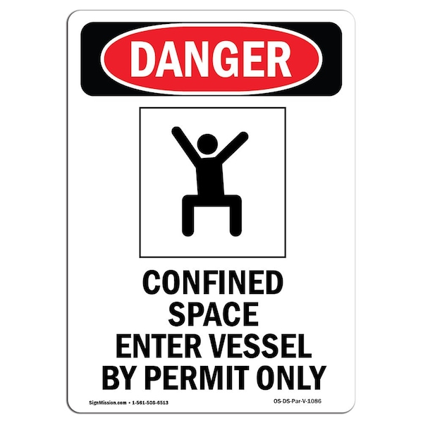 OSHA, Confined Space Enter, 5in X 3.5in, 10PK, 3.5" W, 5" H, Portrait, PK10, OS-DS-D-35-V-1086-10PK